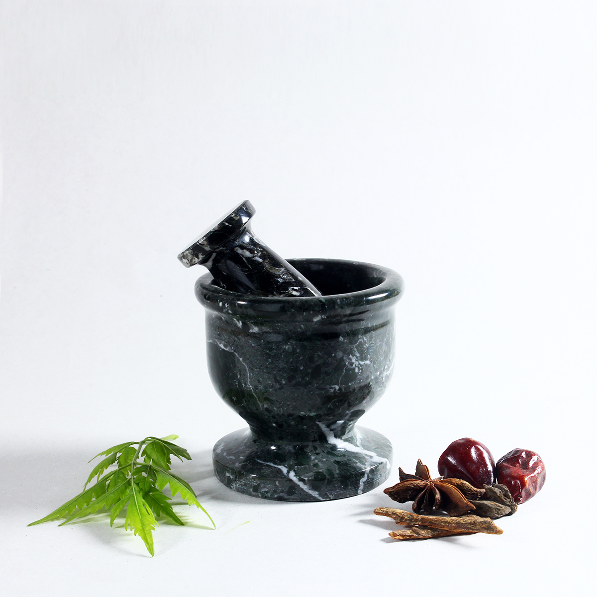 Jet Black Marble Mortar and Pestle in 3 inch