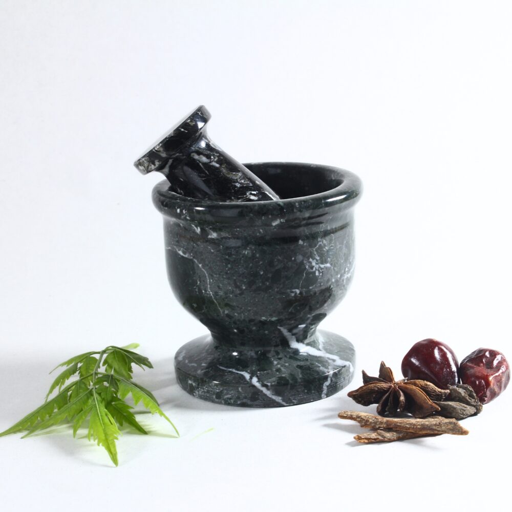 Jet black Marble Mortar and Pestle in 3 inch